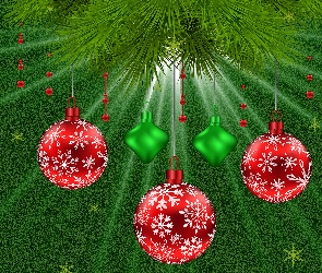 Dekoracja, Świąteczna, Grafika 2D, Czerwone, Bombki, Boże Narodzenie