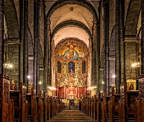 Ołtarz, Wnętrze, Nadrenia-Palatynat, Niemcy, Opactwo Maria Laach, Kościół klasztorny