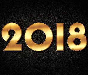 Napis, Złoty, Nowy Rok, 2018