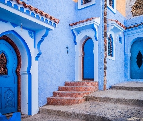 Maroko, Domy, Błękitne miasto, Uliczka, Miasteczko Szafszawan
