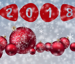 2018, Nowy Rok, Czerwone, Bombki