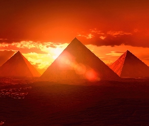 Piramidy, Słońca, Zachód