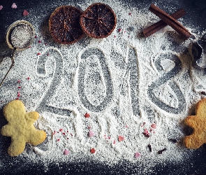 Nowy Rok, Ciasteczka, 2018, Mąka, Napis