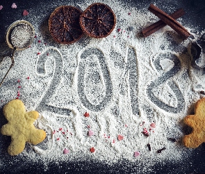 Napis, Ciasteczka, Mąka, 2018, Nowy Rok