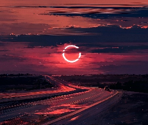 Droga, Zachód słońca, Paintography