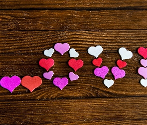 Love, Napis, Kolorowe, Serduszka