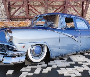 Niebieski, Zabytkowy, 1956, Ford Fairlane Town Sedan