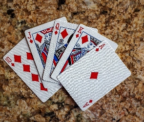 Szczęście, Poker królewski, Karty, Układ
