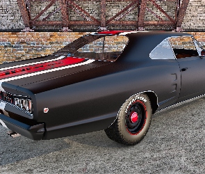 Czarny, Zabytkowy, 1968, Dodge Coronet R/T