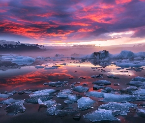Islandia, Zima, Laguna lodowcowa Jökulsárlón, Jezioro, Park Narodowy Vatnajökull