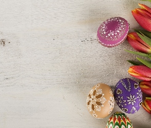 Pisanki, Tulipany, Wielkanoc, Kwiaty