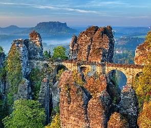 Park Narodowy Saskiej Szwajcarii, Niemcy, Skała, Most, Skały, Góry Połabskie, Formacja skalna Bastei