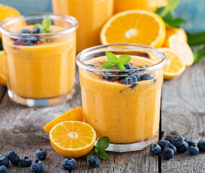 Jagody, Pomarańcze, Koktajl, Deski, Sok, Szklanki, Smoothie