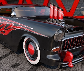 Zabytkowy, 1955, Chevrolet Bel Air Nomad Custom