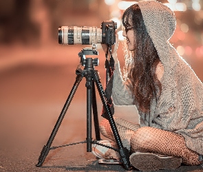 Aparat fotograficzny, Statyw, Dziewczyna