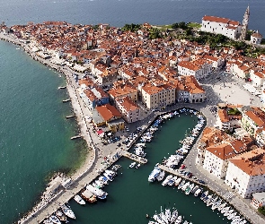 Z lotu ptaka
, Domy, Miasto Piran, Słowenia, Półwysep Piran, Morze