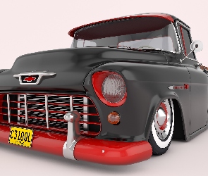 1955, 3D, Przód, Zabytkowy, Chevrolet 3100 Pickup