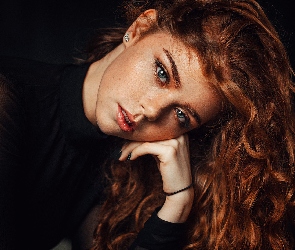 Kobieta, Piegi, Rudowłosa