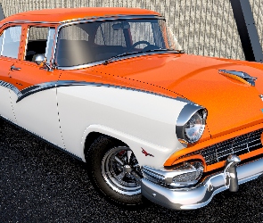 Pomarańczowo-biały, 3D, Ford Fairlane Town Sedan, 1956, Zabytkowy
