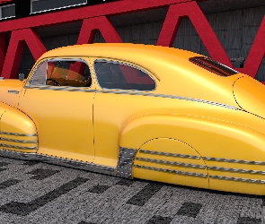 Żółty, 3D, 1948, Zabytkowy, Chevrolet Fleetline