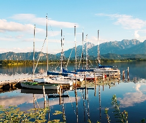 Góry, Pomost, Jezioro, Żaglówki