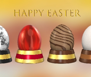 Wielkanoc, Happy Easter, Podstawki, Napis, Pisanki