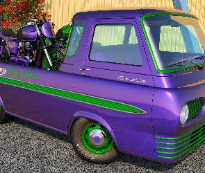 Ford Econoline Pickup, Motocykle, Fioletowy