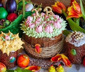 Tulipany, Dekoracje, Babeczki, Pisanki, Wielkanoc