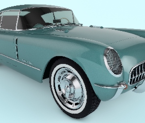 3D, Zabytkowy, Chevrolet Corvette Corvair Concept, 1954