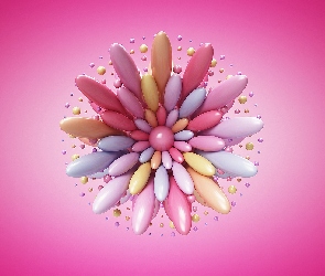Kwiat, 3D, Różowe tło