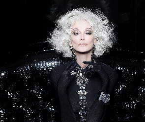 Modelka, Carmen Dell Orefice, Włosy, Czarny, Ubiór, Siwe, Kobieta