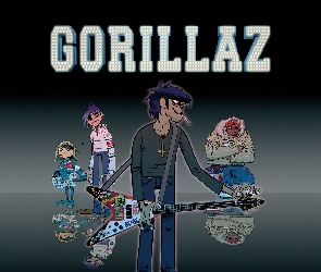 gitara, zespół, Gorillaz