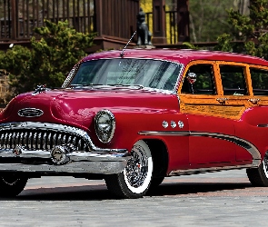 Czerwony, Zabytkowy, 1953, Buick Estate Wagon