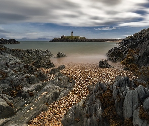 Walia, Morze, Latarnia morska Llanddwyn Lighthouse, Skały, Wyspa Anglesey