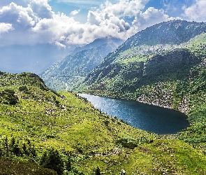 Jezioro, Górskie, Szlaki, Łąki, Góry