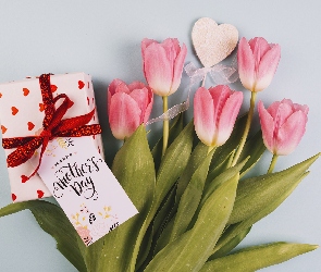 Kwiaty, Bilecik, Prezent, Tulipany, Dzień Matki