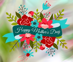 Grafika, Dzień Matki, Napis, Kwiaty