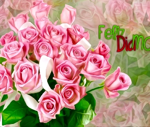 Grafika, Feliz Dia Mama, Róże, Kwiaty, Dzień Matki, Napis