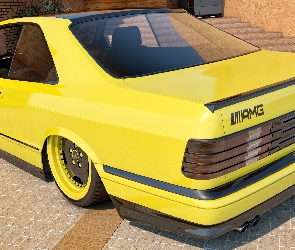 Mercedes Benz 560 SEC AMG, Tył, Żółty