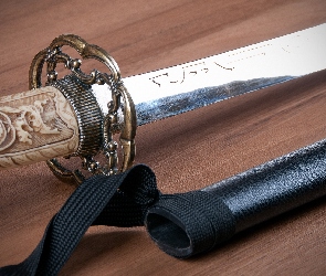 Grawerowana, Rękojeść, Samurajski, Klinga, Ozdobna, Miecz japoński, Katana