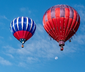 Balony, Księżyc, Niebo