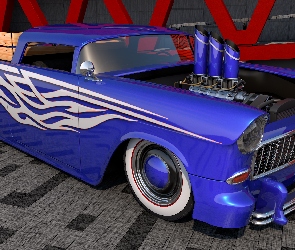 Zabytkowy, 1955, Chevrolet Bel Air Nomad Custom