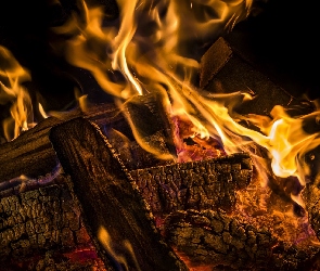 Ogień, Drewno, Żar, Płomienie