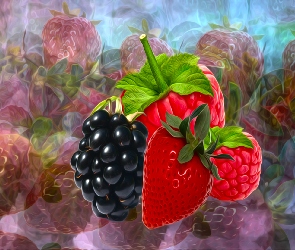 Grafika, Jeżyna, Truskawka, Malina