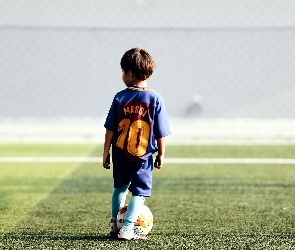 Chłopiec, Messi, Boisko, Koszulka, Piłka