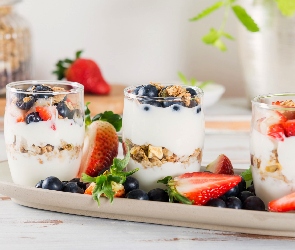 Deser, Truskawki, Jogurt, Jagody