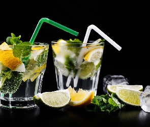 Lód, Limonka, Drinki, Słomki