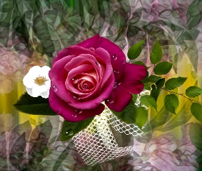 Róża, Kolorowe tło, Grafika