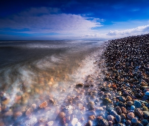 Brzeg, Niebo, Błękitne, Kamienie, Morze