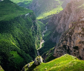 Rzeka, Azejberdżan, Miejscowość Quba, Góry, Wąwóz Tanga Alti